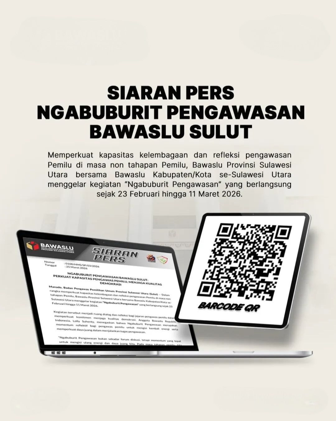 Poster Digital tentang Ngabuburit Pengawasan Bawaslu Sulut Perkuat Kapasitas Kelembagaan