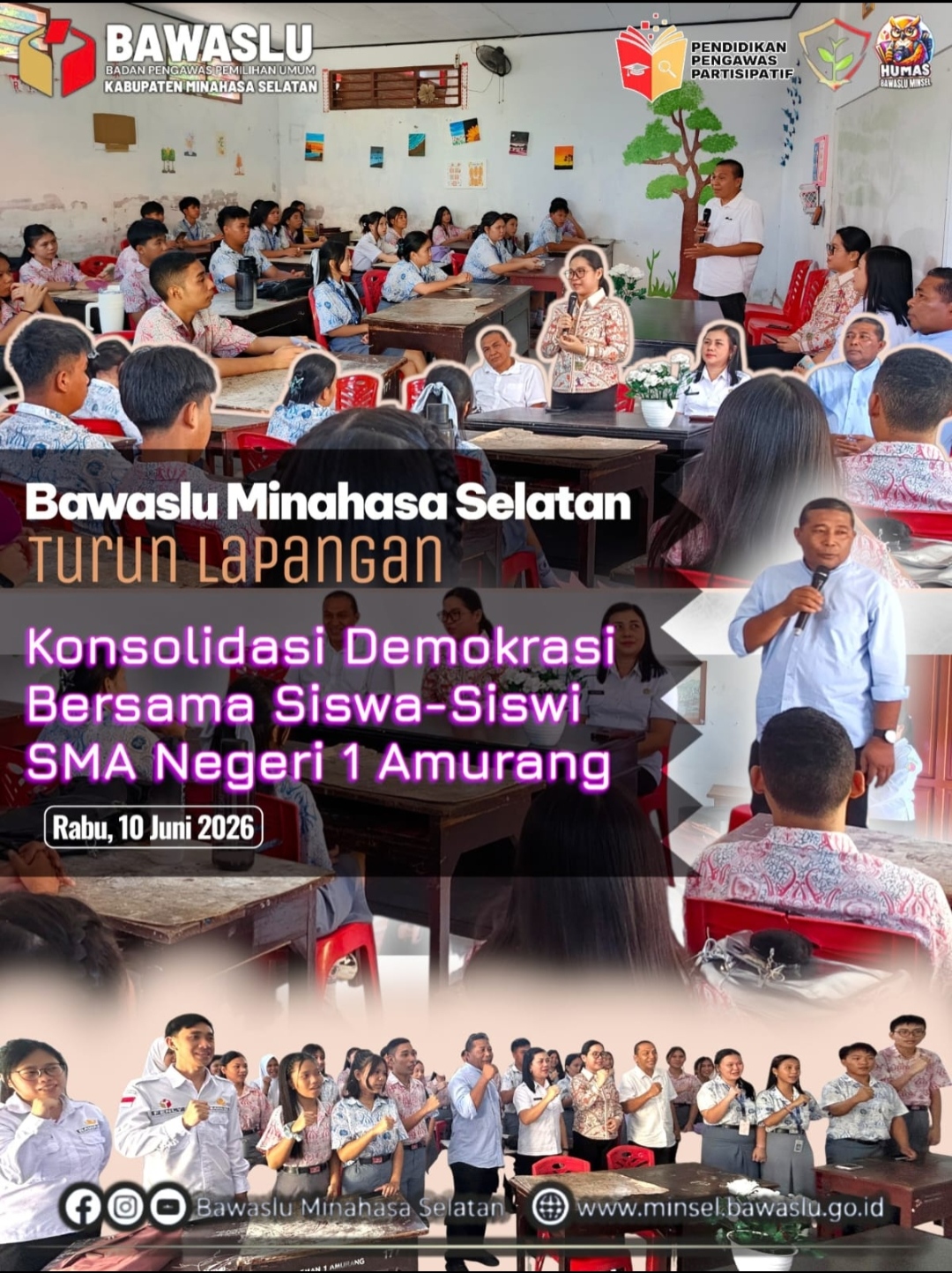 Bawaslu Minsel Gelar Konsolidasi Demokrasi di SMA N 1 Amurang
