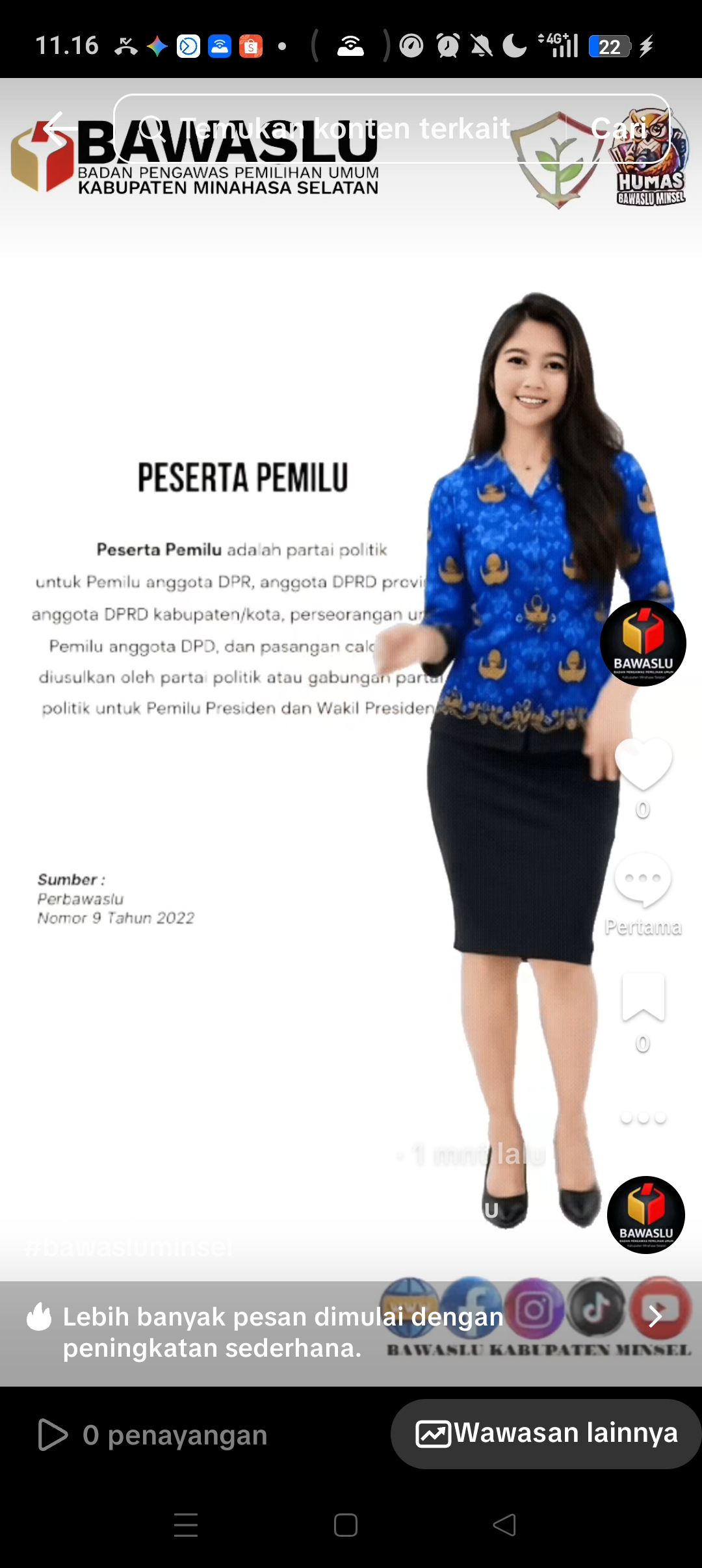 Bawaslu Minsel Edukasi Masyarakat tentang Peserta Pemilu melalui Konten Digital