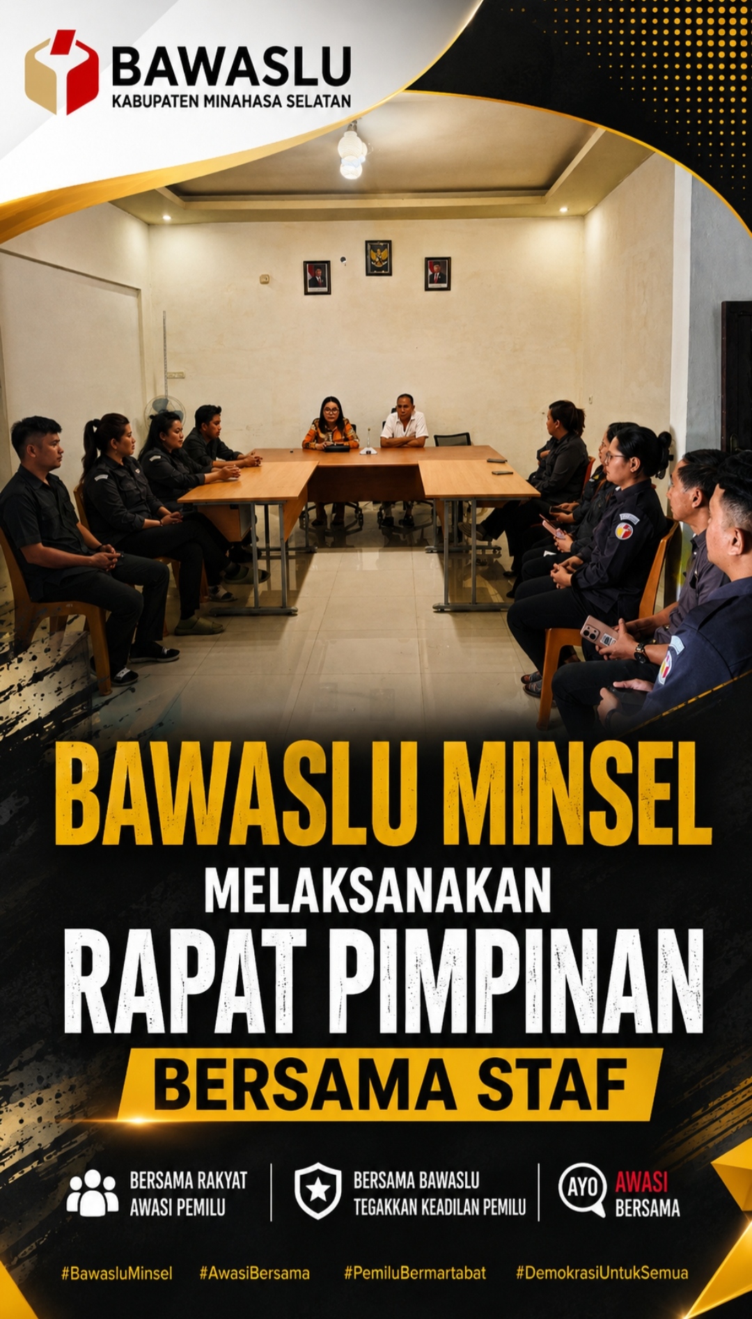 Bawaslu Kabupaten Minahasa Selatan melaksanakan Rapat Pimpinan bersama Staf pada 3 Agustus 2026 