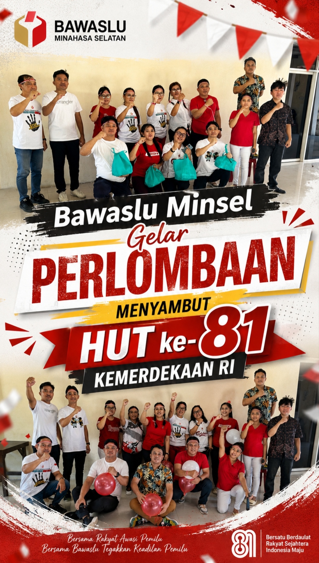 Bawaslu Minsel Gelar Perlombaan dalam Rangka Memperingati HUT ke-81 Kemerdekaan RI