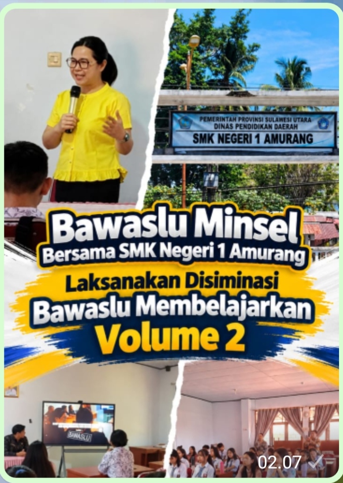 Bawaslu Minsel Bersama SMK Negeri 1 Amurang Laksanakan Diseminasi Bawaslu Membelajarkan Volume 2