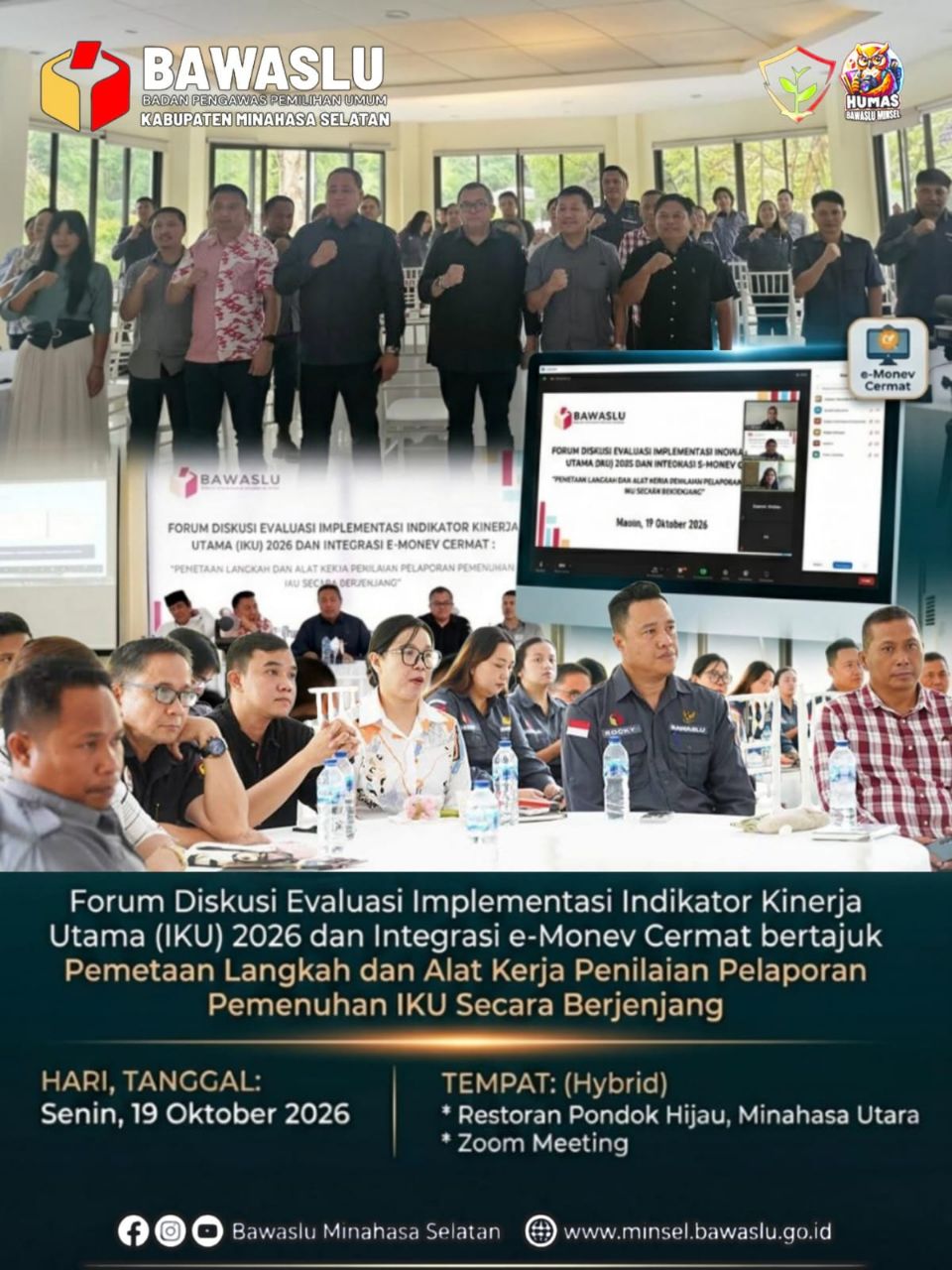 Bawaslu Minsel Hadiri Evaluasi IKU 2026 dan Integrasi e-Monev Cermat
